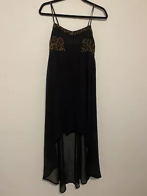 Women’s Vintage Miss Shop Y2K Black & Animal Print Dress Hi Lo Hem- Size 12 • $4