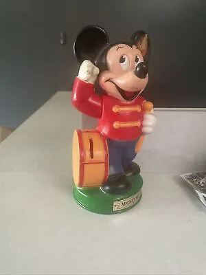Vintage Disney Mickey Mouse Coin Bank Band Drummer PVC Rubber Plastic  • $11.99