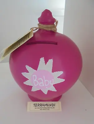 Genuine Terramundi Money Pot Coin Savings Jar : Pink Baby : Italian : Not Used • £14.99