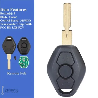 Remote Key Fob 315MHz ID44 Chip HU58 Blade For BMW EWS 3 5 7 SERIES E38 E39 E46 • $15.03