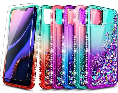 For IPhone 12/Mini/11/Pro Max Case Bling Liquid Glitter Cover + Tempered Glass • $9.98