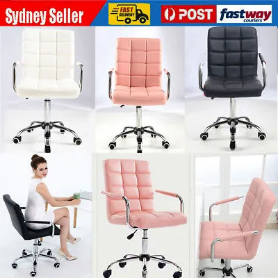 Computer Executive Desk Office Home Chair Handles Swivel Adjustable PU Leather • $86.99