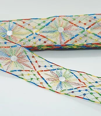 £2 • Buy 4.5cm White Multi Embroidered Ribbon Applique Trimming Indian Sequin Flower BOHO