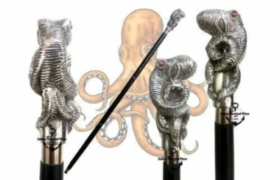 $32.22 • Buy Style Walking Wooden Cane Victorian Stick Handle Brass Vintage Antique Designer