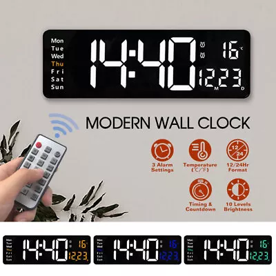 LED Large Big Jumbo Wall Desk Clock Digital Display With Calendar Temperature AU • $30.79