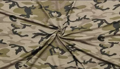 Cotton Lycra Jersey Stretch Camo Print Dress Fabric 60  Wide • £0.99