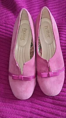 Hotter Hot Magenta Pink Suede Leather Court Shoes Size 4.5  • £12