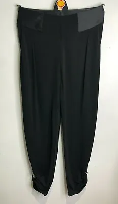 Karen Millen Black Jersey Tapered Trousers UK 6 8 VGC Stretch Cuffed High Waist • £17