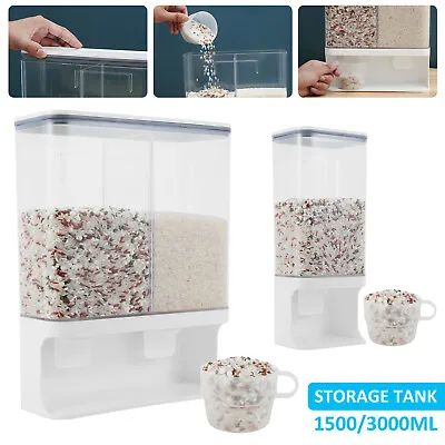 Rice Grain Dry Food Dispenser Kitchen Wall Mounted Storage Cereal Containers¦ • £13.46
