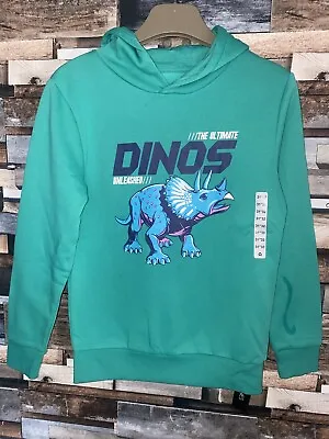 £7 • Buy Dunnes Green Dinosaur Boys Hooded Sweatshirt Size 31/32 Like 11/12 Years New 