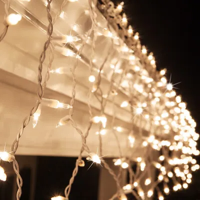 $17.99 • Buy 150 Icicle String Lights Indoor Outdoor Christmas Icicle Lights White Wire 8.5ft