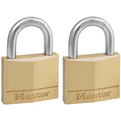 Master Lock 140EURT Solid Brass 40mm Padlock 4-Pin - Keyed Alike X 2 • £14.83