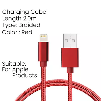 USB Data Cable For XS 11 12 Long Charging Data Lead - 2m Length Different Colors • £4.36