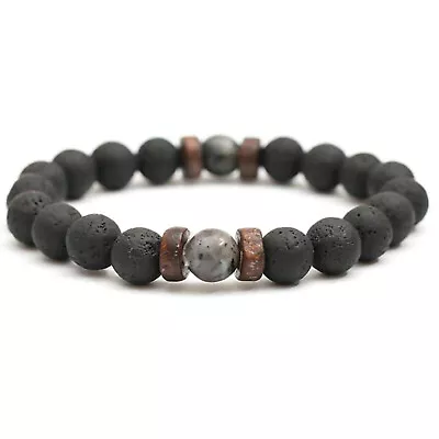 Man/Women Lava Rock Diffuser Bracelet Elastic Natural Stone Yoga Bead Bracelet B • $5.99