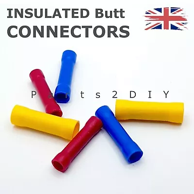 Insulated Straight Butt Crimp Connectors Electrical Terminals Cable Wire Joint • £2.66