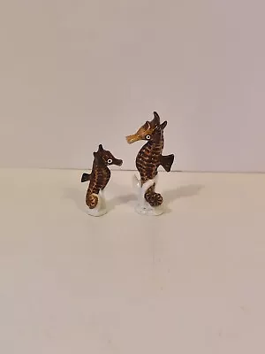Pair Of Seahorse Figurines Bone China Miniatures • $20