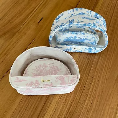 Set Of 2 Harrods Toile Cosmetic Bags Blue Pink • $39