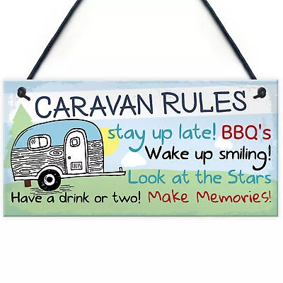 Caravan Rules Novelty Hanging Plaque Outdoor Garden Sign Retirement Friend Gift • £3.99