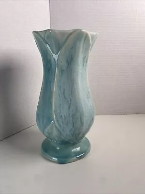 Vintage Mc Coy #595 Light Blue 8  Vase USA Lotus Leaf Pattern Great Gift • $12.99