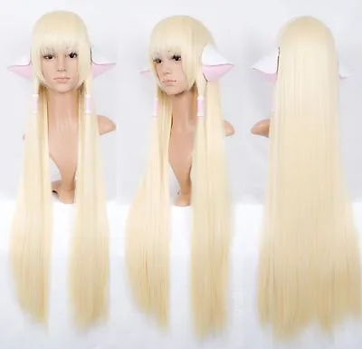  100cm Super Long Pale Milk Blonde COSPLAY Wig Gift Ears Accessories • $29.99