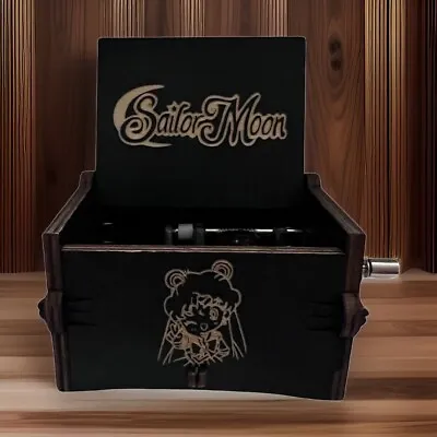 New “Sailor Moon” Handmade Hand Crank  Wood Music Box In Black • $19.99