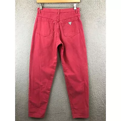 Vintage Guess Jeans Womens 32 Red Pink High Waist 80s  Mom Made In USA • $32.99