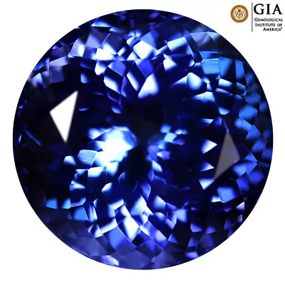 GIA Certified 11.15 Ct AAAA Round Cut (14 X 14 Mm) Natural D'Block Tanzanite • $4193.99