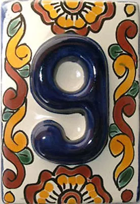 Mexican BLUE Tile House Numbers High Relief Tiles Mexico • $5.50