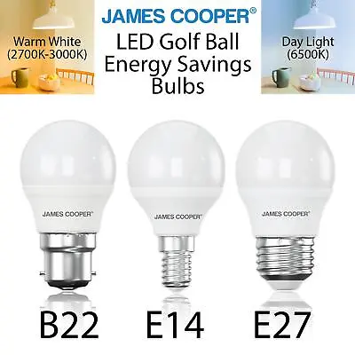 James Cooper LED 5W 7W SES BC ES Golf Ball Globe Bulbs Warm White Day Light A+ • £35.95