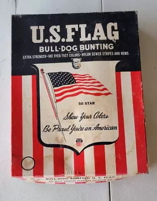 US Flag Bull-Dog Bunting Vintage 50 Stars 4'x6' • $39.99