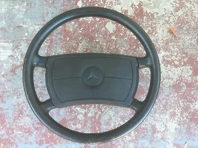 Mercedes Oem W124 Black Leather Steering Wheel Assembly 1986-1995 W201 W126 • $210