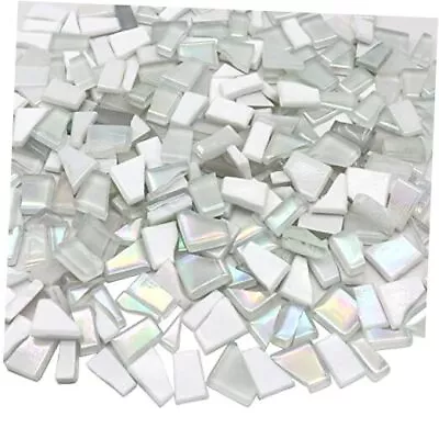  Irregular Glass Mosaic Tiles For Art Crafts 9oz Value Pack White Series • $20.35