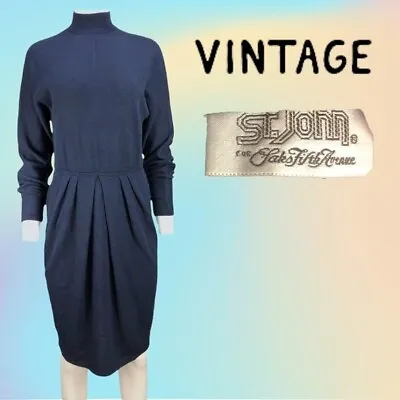 VTG ST JOHN For Saks Fifth Avenue Knit Long Sleeve Sweater Dress Size 8 • $60