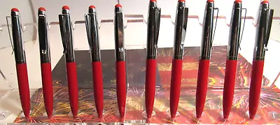 Lot Of 10 Red  Terzetti Mini Metal Pocket Ballpoint Pens+ Conductive Tips • $12.99