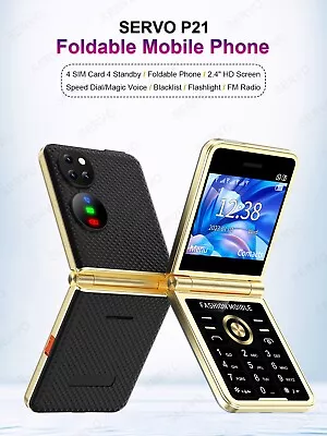 Foldable Flip Mobile Phone 2.4'' Screen 2/3G GSM 4-SIM Unlocked Flimsy CellPhone • $37.10