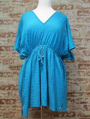 Ann Taylor Loft Turquoise Shadow Stripe Caftan Tunic Top Size S Small • $12