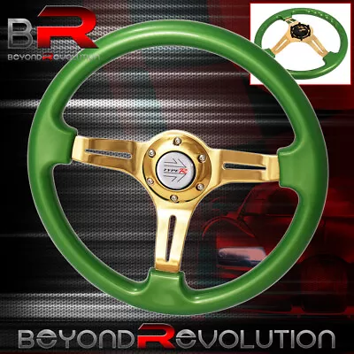 Type-R Steering Wheel Green Classic Gold Streak Center 6 Bolt Hole 350mm • $53.99