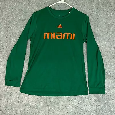 Miami Hurricanes Womens Shirt Small Green Orange Long Sleeve Tee NCAA Basketball • $13.29