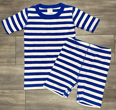 Hanna Andersson Pajamas Kids Boys Girls Unisex 140 Blue White Striped Short John • $28.99