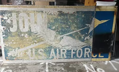 VINTAGE JOIN THE AIR FORCE USAF JET RECRUITMENT SIGN 8ft X 4'2  Aluminum Sheet • $125