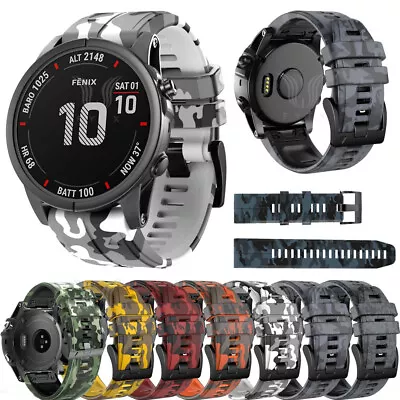 For Garmin Fenix 7X 7 6X 6 5X 5 Quatix Camo Silicone Quick Fit Strap Watch Band • $11.46