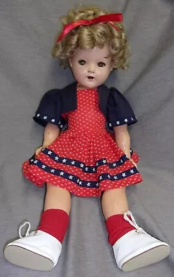 RARE Antique SHIRLEY TEMPLE COMPO DOLL IDEAL 1930's Red White And Blue 22 Inch • $90