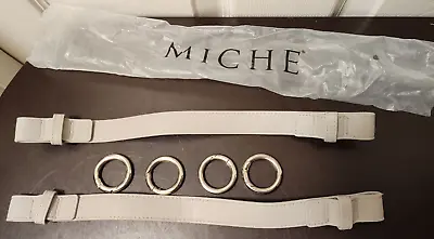 NEW - MICHE - Gray Faux Leather Handles - With 4 Silver 1  Carabiners • $12.95