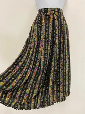 Vintage Skirt Long Black Size 10 12 Landhaus Elastic Midi Paisley Boho  • £38.25