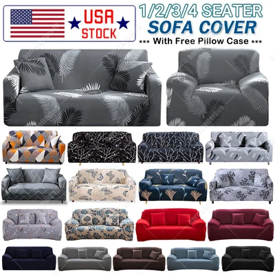 $4.99 • Buy Sofa Covers 1/2/3/4 Seater Floral Elastic Settee Stretch Slipcover Protector US
