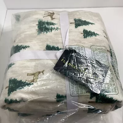 Eddie Bauer  Home - King Sheets 100% Cotton Flannel Bedding Set Deer Tree Forest • $65