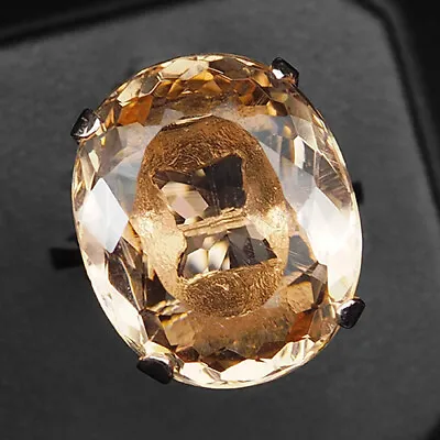 Morganite Peach Orange Oval 19.2Ct. 925 Sterling Silver Rose Gold Ring Size 8.25 • $24.99
