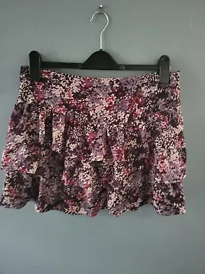 £6 • Buy Papaya Size 12 Purple Chiffon Floral Mini Skirt (0723/36)