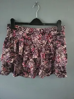 £6 • Buy Papaya Size 12 Purple Chiffon Floral Mini Skirt (0723/36)