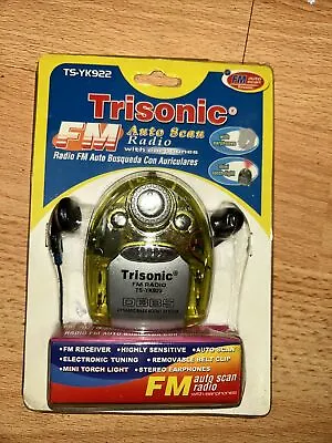 Trisonic Mini Personal FM Radio With Earphones. Auto-scan Light. New Vintage. • $10